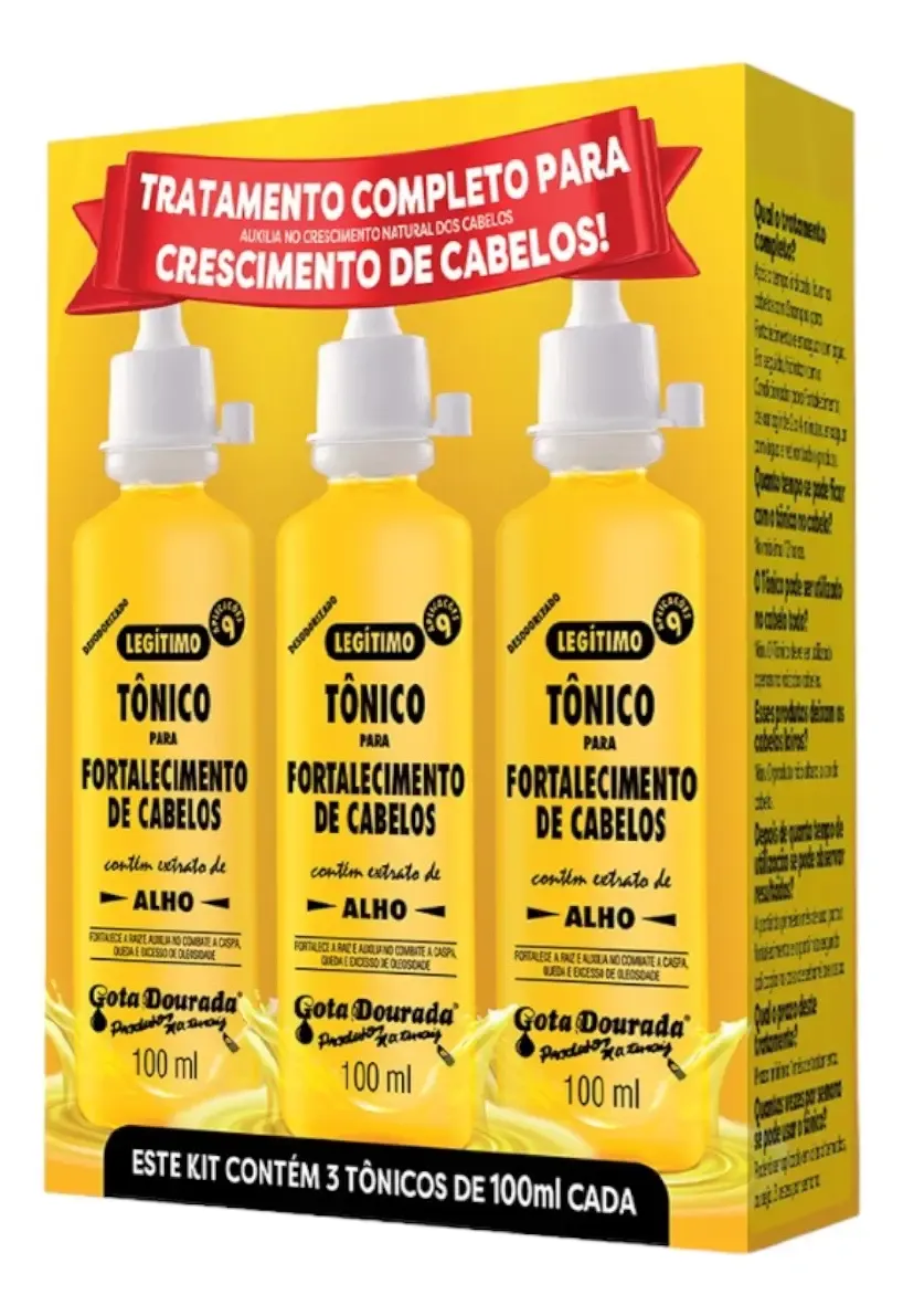 Kit C/ 3un Tonico De Alho Capilar Gota Dourada