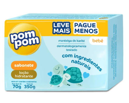 Kit c/ 5 Sabonete Pom Pom Manteiga de Karité